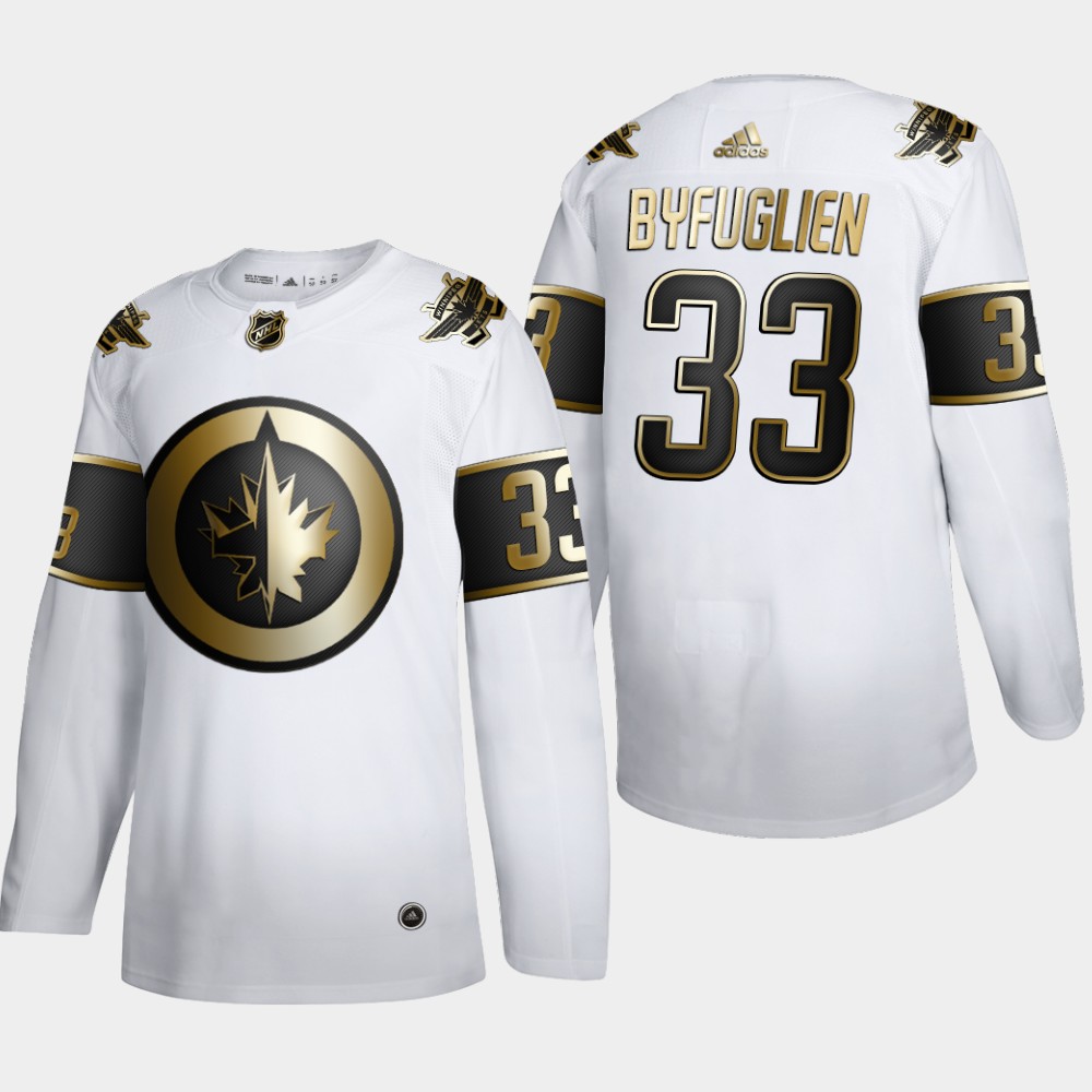 Cheap Men Winnipeg Jets 33 Dustin Byfuglien Adidas White Golden Edition Limited Stitched NHL Jersey